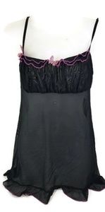 J LO Black Sheer Ladies Babydoll Lingerie Sz XS